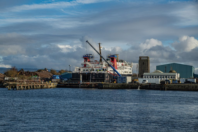 MV Isle of Lewis in garvel dry dock Greenock Inverclyde Scotland United Kingdom
