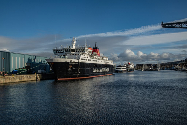 MV Caledonian Isles James Watt dock at garvel dry dock Greenock Inverclyde Scotland United Kingdom