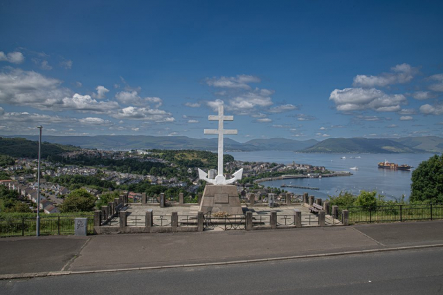 Cross of Lorraine free French memorial Greenock Lyle Hill Inverclyde Scotland United Kingdom