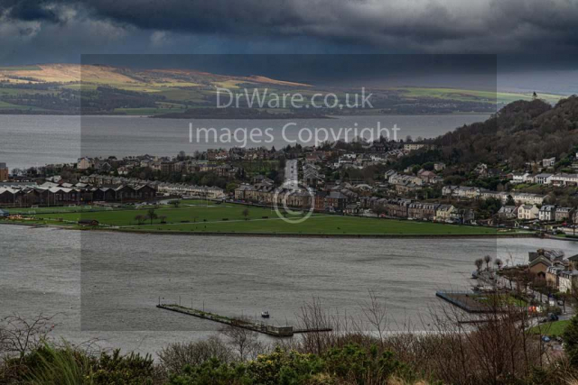 Cardwell bay from Gourock tower hill Inverclyde Scotland Clyde United Kingdom