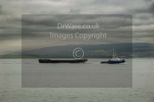 willpower tug tow barge Greenock Esplanade head to Glasgow Clyde Scotland United Kingdom