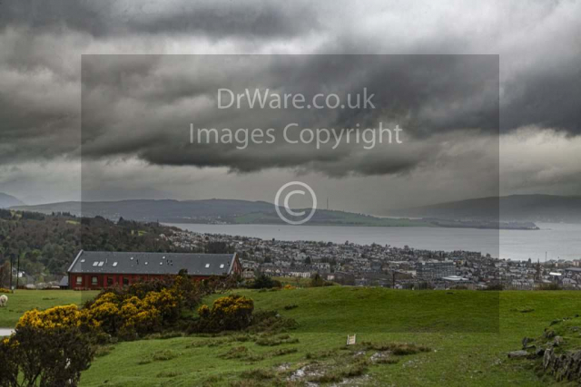 View from old Largs road Over Greenock Inverclyde Scotland Clyde united Kingdom