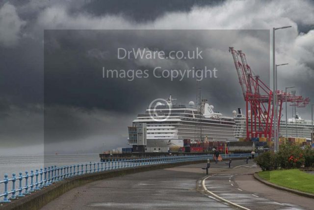 Marina cruise ship Alongside Greenock Container Ternmal from. Greenock Esplanade Inverclyde Scotland Clyde United Kingdom