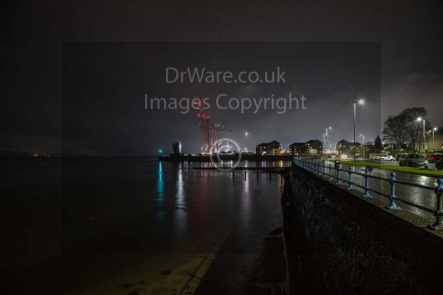 Greenock Esplanade container terminal night inverclyde Scotland Clyde United Kingdom