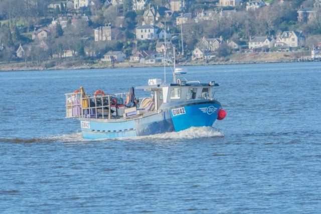 Crab fishing Boat off battery Park Greenock clyde Inverclyde Scotland United Kingdom