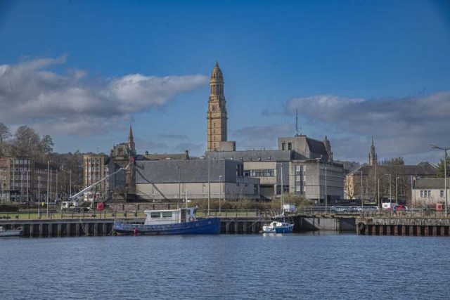 Victoria tower greenock municipal building form east india habour tail o' the bank Inverclyde Scotland Clyde United Kingdom