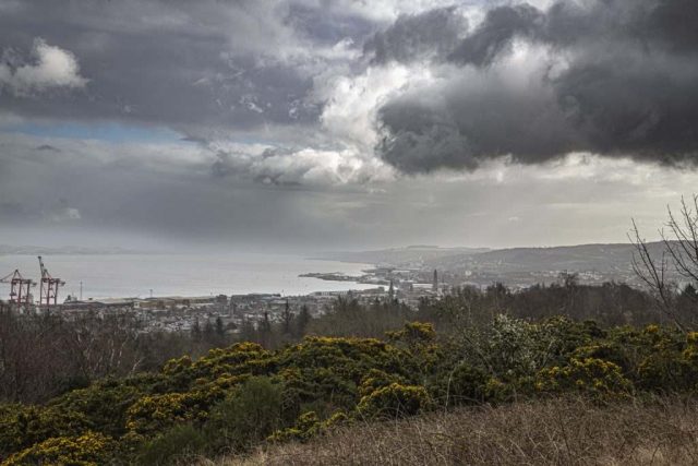 View Over Greenock from Craig top lyle Hill Inverclyde Scotland Clyde United Kingdom