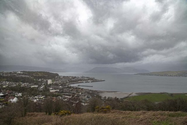 View from Grenock Lyle hill Inverclyde Scotland Clyde United Kingdom