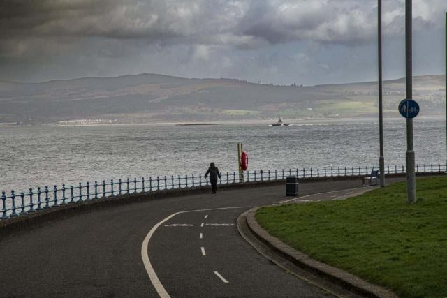 Greenock Esplanade in between showers Inverclyde Scotland Clyde United Kingdom