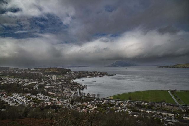 View Over Gourock from Greenock Lyle Hill Inverclyde Scotland Clyde United Kingdom