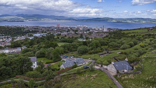 Nieuw Statendam cruise ship from Overton watermans end cut Greenock Inverclyde Scotland Clyde United Kingdom