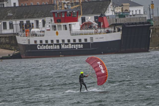 Largs kite Surf off largs Promenade North Ayrshire Scotland Clyde United Kingdom