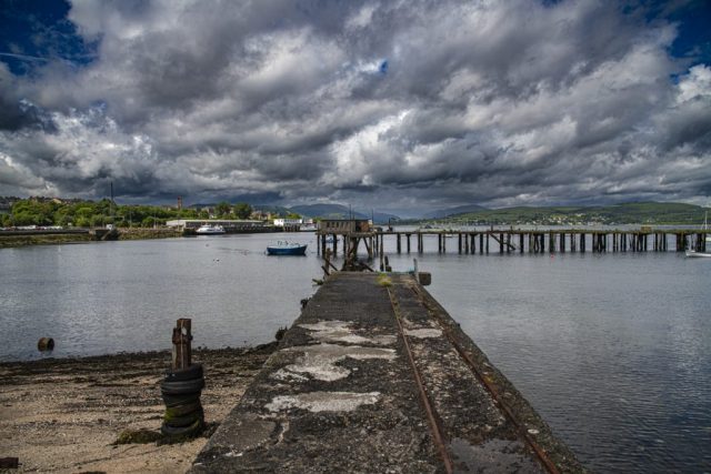 Old American mod peir Gourock Cardwell Bay Inverclyde Scotland Clyde United Kingdom