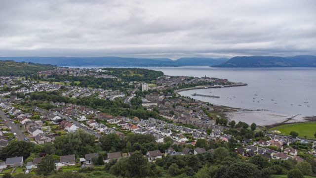 Greenock Lyle hill looking over Gourock Inverclyde Scotland Clyde United Kingdom