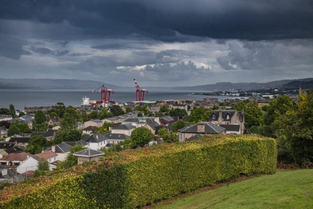 Lyle Hill park view up river clyde Greenock Inverclyde Scotland United Kingdom