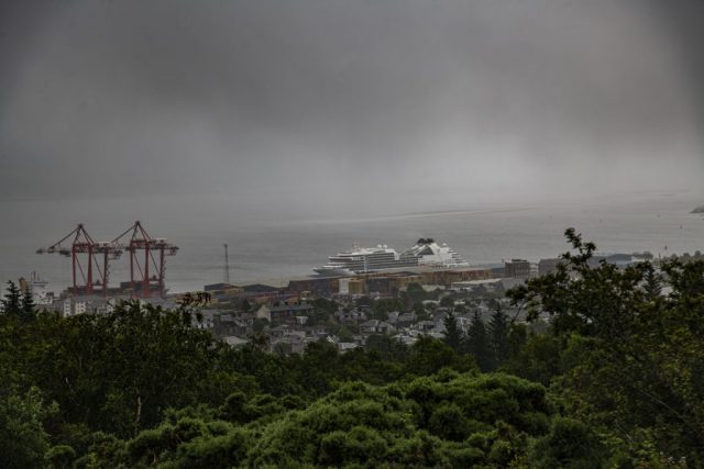 Seabourn Ovation alongside Greenock cruise ship Terminal Inverclyde Scotland Clyde