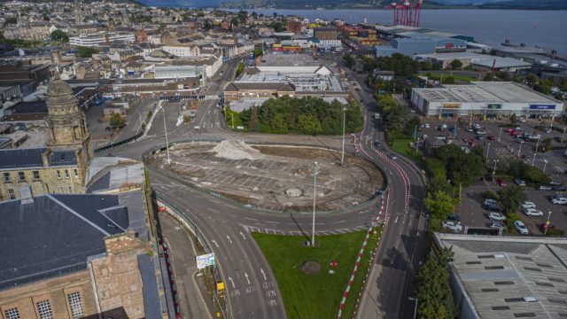 Greenock Bull Ring Inverclyde Scotland Road Works Clyde United Kingdom