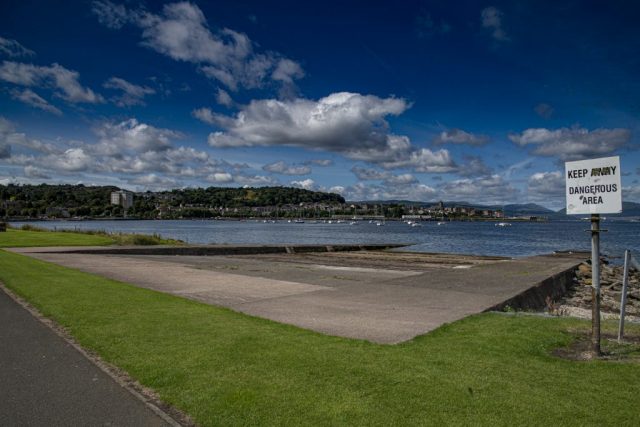 Greenock Battery Park old sea plane lucnch slip Inverclyde Scotland Clyde United Kingdom