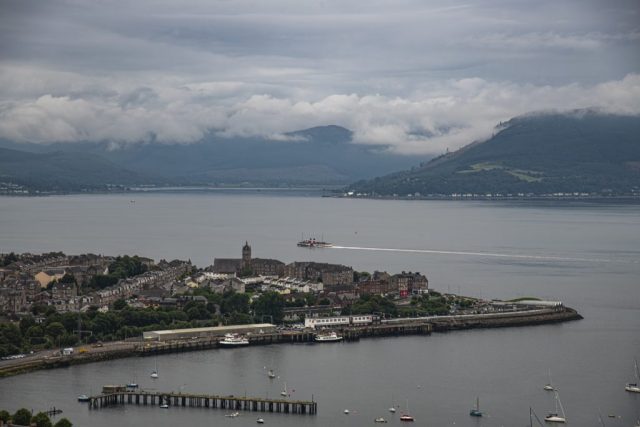 PS Waverly pass Gourock Inverclyde from Greenock Lyle Hill Scotland Clyde United Kingdom