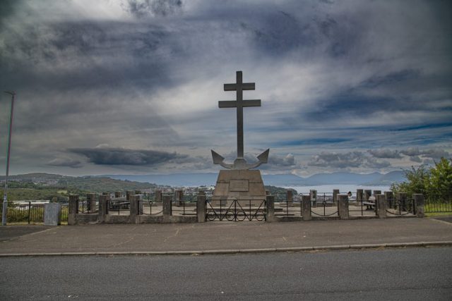 Free French Memorial Cross of Lorraine Greenock Lyle Hill Inverclyde Scotland Clyde United Kingdom