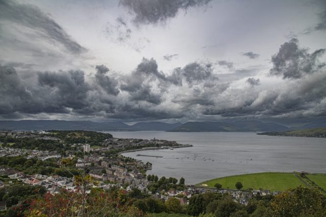 Lyle Hill Looking over Gourock and Argyle Hills Inverclyde Scotland Clyde United Kingdom
