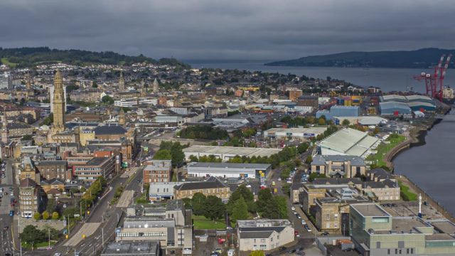 Look west from tail o' the bank restraint Grenock Inverclyde Scotland Clyde United Kingdom