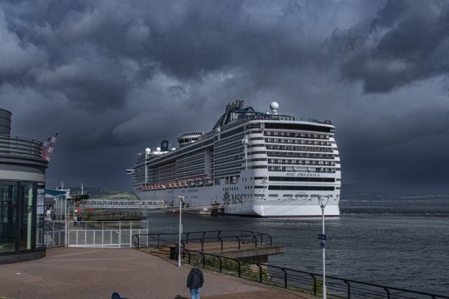 Msc Preziosa criuse ship alongside Greenock cruise ship Terminal Inverclyde Scotland Clyde United Kingdom