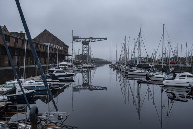 James Watt Dock Marina Reflections Greenock Inverclyde Scotland Clyde United Kingdom