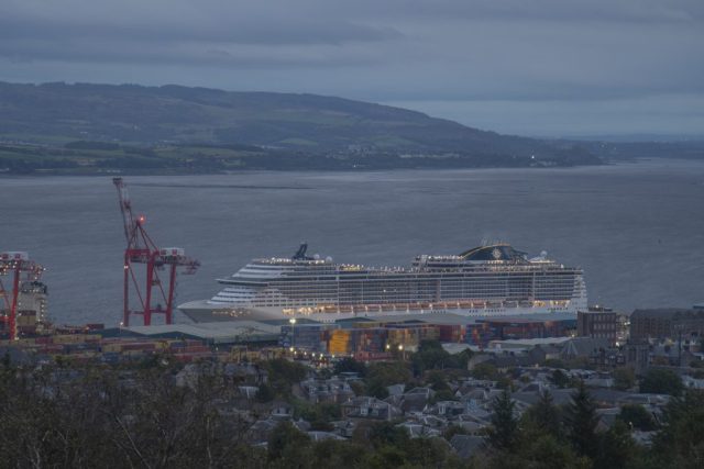 MSC Preziosa alongside Greenock Cruise Ship terminal Inverclyde Scotland Clyde United Kingdom