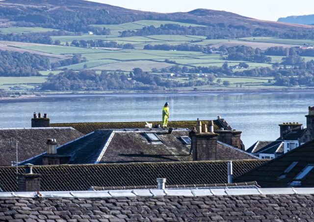 From home someone on someones roof Greenock Invereclyde Scotland Clyde United Kingdom